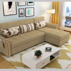 △千匠一品现代简约风格实木多层板优质乳胶进口棉麻布功能沙发沙发床010A-X