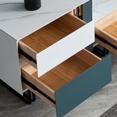 千匠一品意式极简风格稳固碳素钢脚优质岩板板木斗柜8803-X