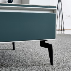 千匠一品意式极简风格稳固碳素钢脚优质岩板板木茶几8805-X
