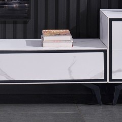 千匠一品首推意式极简风格稳固碳素钢脚优质岩板实木2.0M电视柜8808-X