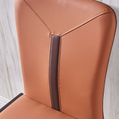 千匠一品 意式风格碳素钢黑砂框架仿刮皮艺高密度海绵餐椅OY-675-X