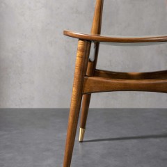 千匠一品北欧风格进口奥克榄实木餐椅面锌合金镀铜脚套餐椅MG-01A-X