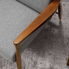 千匠一品北欧风格单瓣豆实木框架锌合金脚套混纺面料/接触面真皮单人椅MG-01A-X