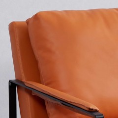 【精品】千匠一品轻奢意式极简风格五金碳素钢架接触面西皮/真皮休闲椅YS3-K013-X