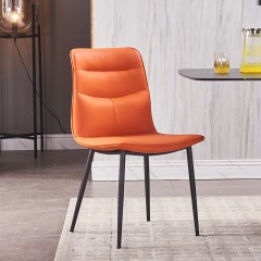 千匠一品 意式风格碳素钢黑砂框架优质仿刮皮餐椅OY-677-X