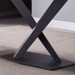千匠一品 意式风格碳素钢黑砂框架优质铝饼岩板桌面餐桌1.4/1.6/1.8M阿方索餐桌OY-8001-X