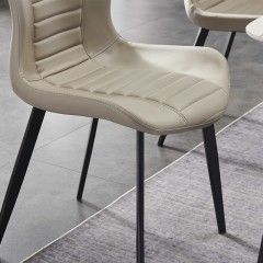 千匠一品 意式风格碳素钢黑砂框架优质西皮餐椅OY-631-X