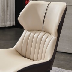 千匠一品 意式风格碳素钢黑砂框架优质西皮餐椅OY-635-X