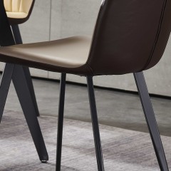 千匠一品 意式风格碳素钢黑砂框架优质西皮餐椅OY-639-X