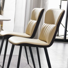 千匠一品 意式风格碳素钢黑砂框架优质西皮餐椅OY-639-X