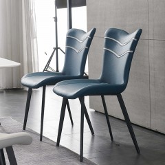 千匠一品 现代风格碳素钢黑砂框架优质西皮餐椅OY-653-X