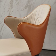 千匠一品 意式风格碳素钢黑砂框架优质西皮餐椅OY-655-X