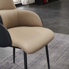 千匠一品 意式风格碳素钢黑砂框架优质西皮餐椅OY-657-X