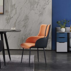 千匠一品 意式风格碳素钢黑砂框架优质西皮餐椅OY-657-X