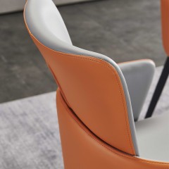 千匠一品 意式风格碳素钢黑砂框架优质西皮餐椅OY-659-X