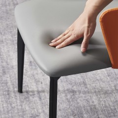 千匠一品 意式风格碳素钢黑砂框架优质西皮餐椅OY-659-X