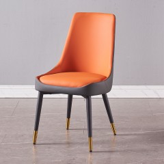 千匠一品意式风格碳素钢黑砂框架优质防刮皮餐椅OY-682-X