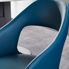 千匠一品 意式风格碳素钢黑砂框架优质西皮餐椅OY-630-X