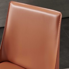 千匠一品现代意式轻奢风格全实木框架优质马鞍皮餐椅OY-214-X