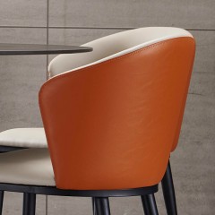 千匠一品 意式风格碳素钢黑砂框架优质西皮餐椅OY-856-X