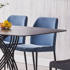 千匠一品 意式风格碳素钢黑砂框架优质铝饼岩板桌面餐桌1.4/1.6/1.8M餐桌OY-8025-X