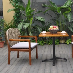 千匠一品户外优质手工编藤+防水布垫+柚木实木框架餐椅GA-K03-B