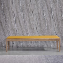 千匠一品意式极简白蜡木+实木多层板+仿皮床尾凳H5008-C