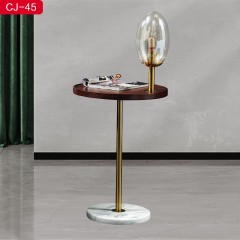 【精品】千匠一品轻奢现代风格不锈钢+带灯+实木面圆几CJ-45-C