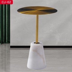 【精品】千匠一品 轻奢现代风格天然大理石+不锈钢圆几CJ-62-C