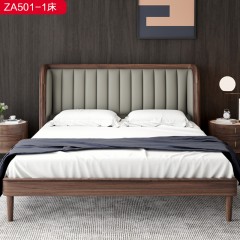 △【精品】千匠一品 轻奢新中式纳帕超纤皮+高密度海绵+进口松木床板+乌丝檀木1.8床-ZA501-1-J