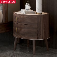 △【精品】千匠一品 轻奢新中式多层实木贴乌金木薄片+优质五金+乌丝檀木床头柜-ZB501-J