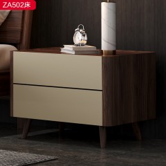 △【精品】千匠一品 轻奢新中式多层实木板+乌丝檀木床头柜ZB502-J