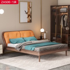△【精品】千匠一品 轻奢新中式优质仿皮+高密度海绵+进口松木床板+乌丝檀木1.8床-ZA506-1-J