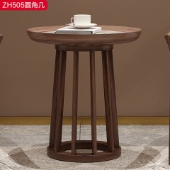 △【精品】千匠一品 轻奢新中式乌金木+优质岩板 乌丝檀木圆角几-ZH505-J