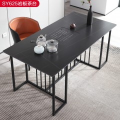 千匠一品意式极简优质碳素钢+岩板1.8m茶台-SY625-J