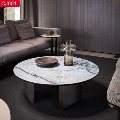 千匠一品现代风格优质不锈钢拉丝+真空镀灰钢颜色+岩板1m 1.2m茶几-CJ001-J
