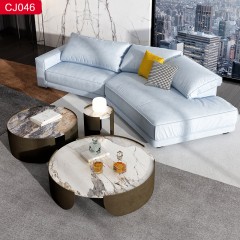 【精品】千匠一品轻奢现代风格优质钛金电镀不锈钢旧色+岩板茶几组合-CJ046-J
