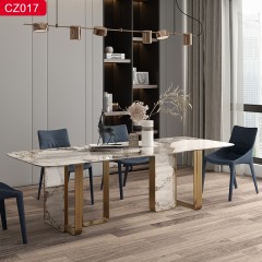 千匠一品现代风格优质不锈钢+电镀拉丝灰钢+钛金颜色1.6m 1.8m 2m 2.2m 2.4m 2.6m餐桌-CZ017-J