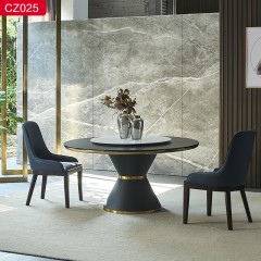 【精品】千匠一品轻奢现代风格优质碳素钢+喷砂黑色+钛金边框颜色+岩板1.3m 1.4m 1.5m 1.6m餐桌-CZ025-J