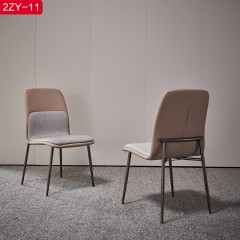 千匠一品现代风格优质弯板+铁架+PU皮+棉麻餐椅-2ZY-11-J