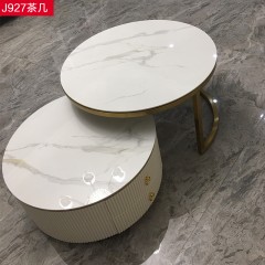 △【精品】千匠一品意式轻奢优质不锈钢镀金脚+环保板烤漆+岩板面1.5米茶几组合-J927-G