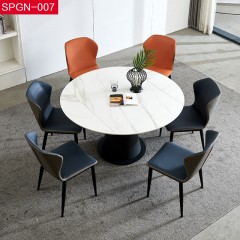 △【精品】千匠一品意式轻奢优质岩板+碳素钢底架1.35米餐桌-SPGN-007-G