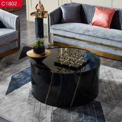 △【精品】千匠一品轻奢意式风格优质不锈钢贴石纹纸+不锈钢封釉茶几-C1802-X