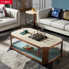 △【精品】千匠一品轻奢意式风格优质人造大理石+不锈钢封釉1.3m茶几-C1803-X