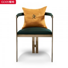 【精品】千匠一品 现代轻奢高档绒布+填充高密度海绵+五金不锈钢餐椅-GD05-G