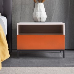 千匠一品现代风格E1级高密度中纤板+橡木抽屉+环保烤漆+碳素钢封釉床头柜622#-B