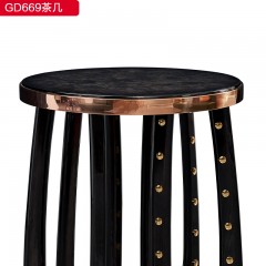 【精品】千匠一品 现代轻奢树榴木皮面五金实木茶几  角几GD669-G