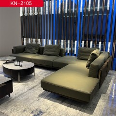 千匠一品 意式风格 优质中厚全青摔纹皮+羽绒+公仔棉+高密度海绵+樟子松实木框架 沙发KN-2105-G