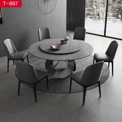 千匠一品 意式风格 网红款餐桌Oracle圆桌 优质岩板+高碳钢框架 1.3m 1.5m餐桌T-897-G