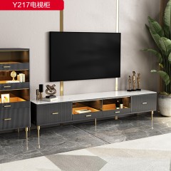 千匠一品 意式风格 优质进口岩板+烤漆工艺+实木框架+不锈钢镀金扶手+不锈钢镀金脚 电视柜Y217-G